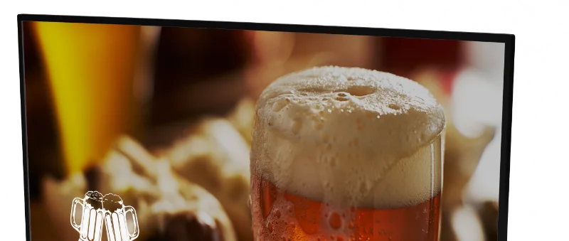 Infonäyttö baariin olut-mainos