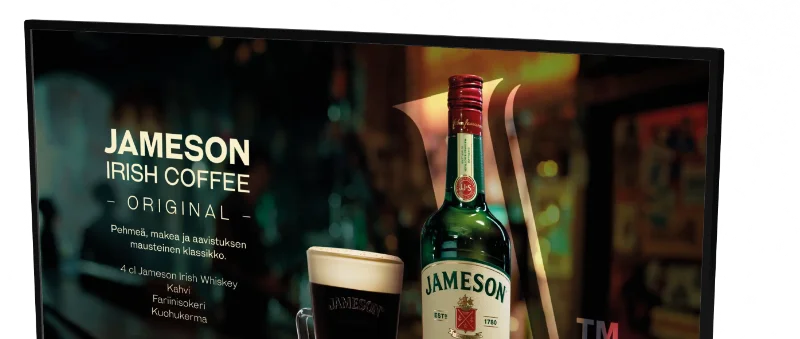Infonäyttö baariin Jameson-drinkki