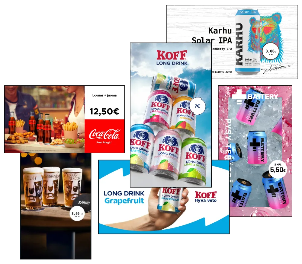 Sinebrychoff ContentHub - färdiga produktmallar för infoskärmen